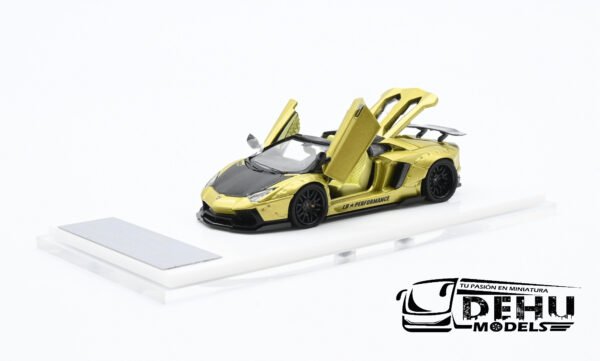 Auto a Escala 1/64 Lamborghini Aventador LP700-4 LBWK Liberty Walk Oro-Negro, LAAVLLBWORNE Rhino Model - Imagen 10