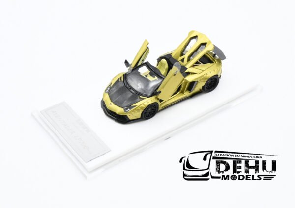 Auto a Escala 1/64 Lamborghini Aventador LP700-4 LBWK Liberty Walk Oro-Negro, LAAVLLBWORNE Rhino Model - Imagen 11