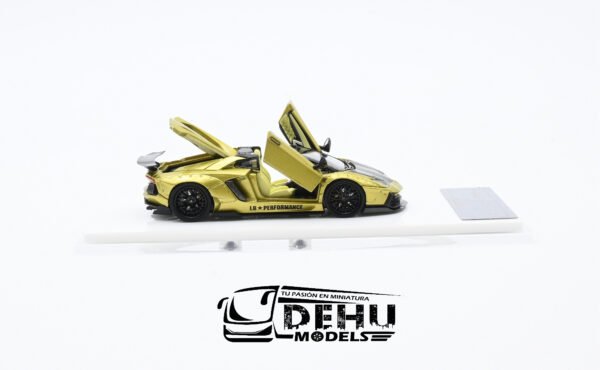Auto a Escala 1/64 Lamborghini Aventador LP700-4 LBWK Liberty Walk Oro-Negro, LAAVLLBWORNE Rhino Model - Imagen 6