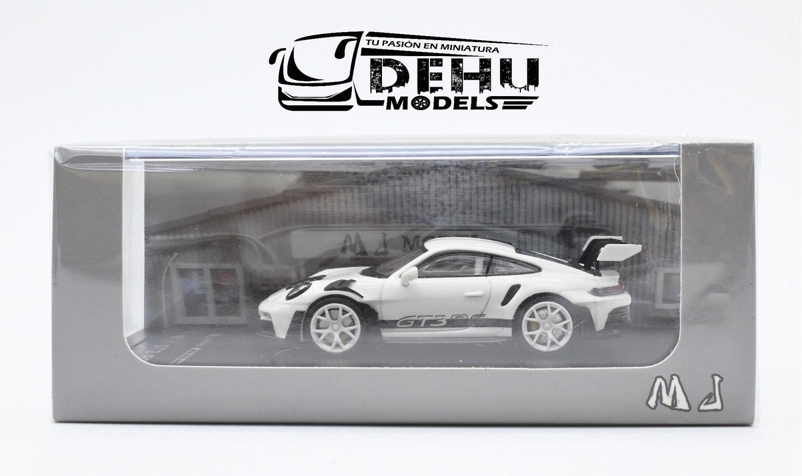 Auto a Escala 1/64 Porsche 911 GT3 RS (brilla en la oscuridad) Blanco-Negro, P911GRBNMJ MJ Models - Imagen 12
