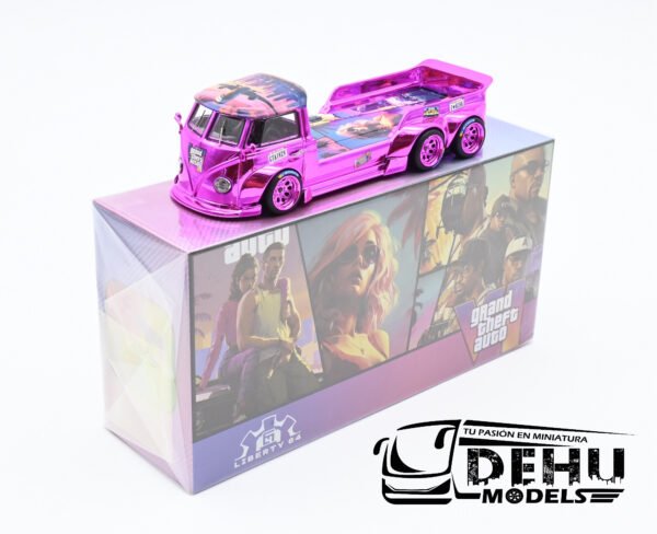 Camioneta a Escala 1/64 Volkswagen T1 GTA VI Rosa Cromo, VWT1GTVIROCR Liberty64 - Imagen 10