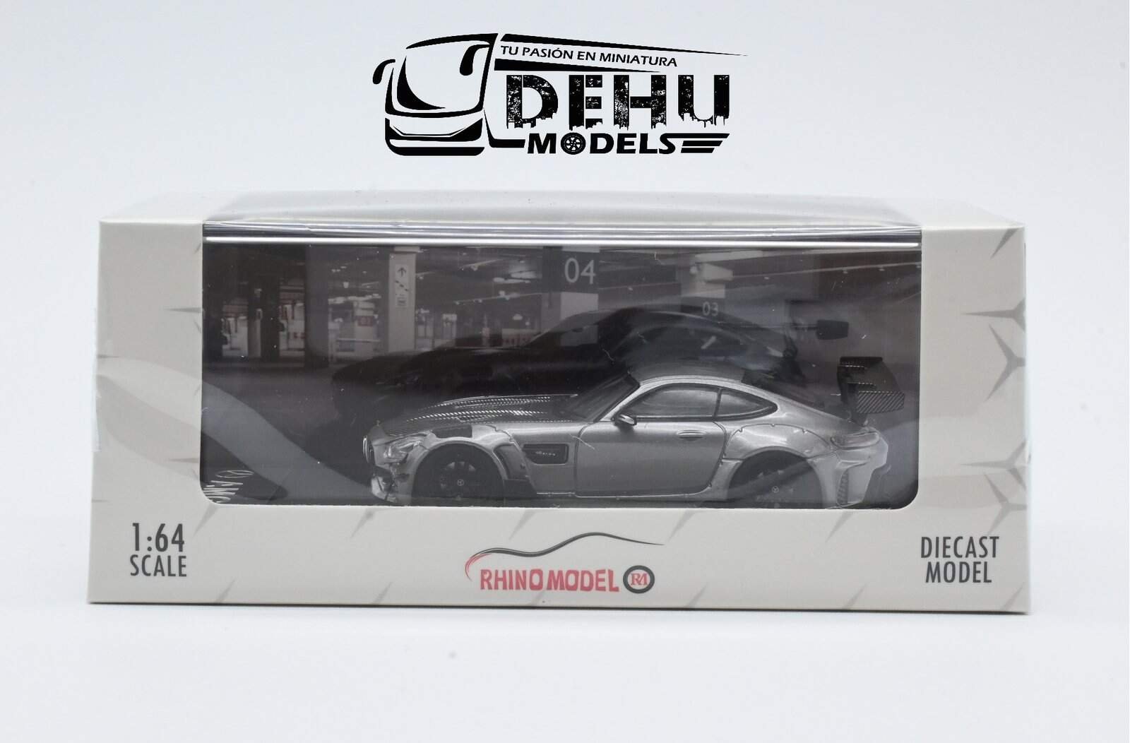 Auto a Escala 1/64 Mercedes Benz AMG GTS Gris-Negro, AMGGTSGNRM Rhino Model - Imagen 12