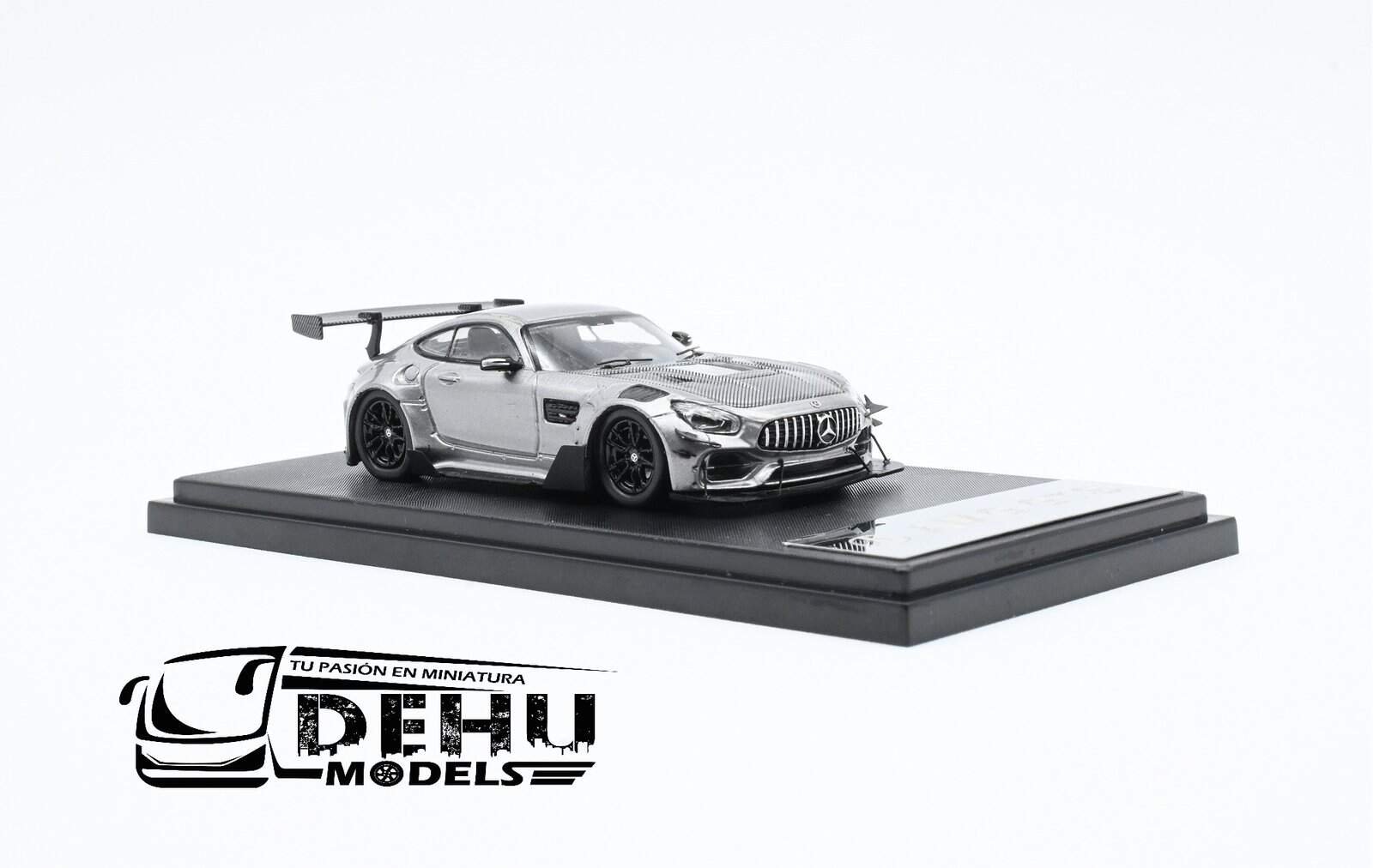 Auto a Escala 1/64 Mercedes Benz AMG GTS Gris-Negro, AMGGTSGNRM Rhino Model - Imagen 3