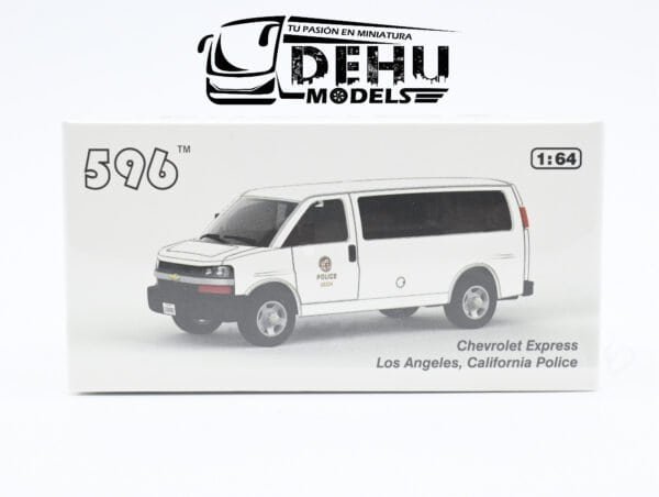Camioneta a Escala 1/64 Chevrolet Express Los Angeles California Police CBP-072 596 Model - Imagen 11