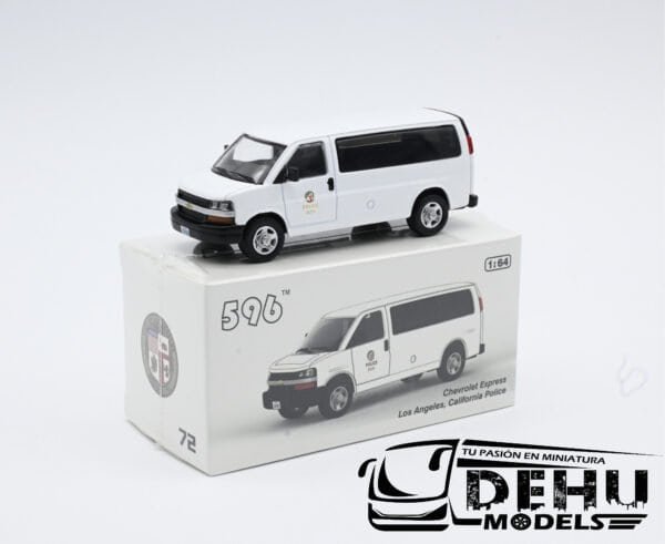 Camioneta a Escala 1/64 Chevrolet Express Los Angeles California Police CBP-072 596 Model - Imagen 10