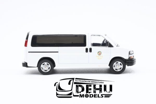 Camioneta a Escala 1/64 Chevrolet Express Los Angeles California Police CBP-072 596 Model - Imagen 4