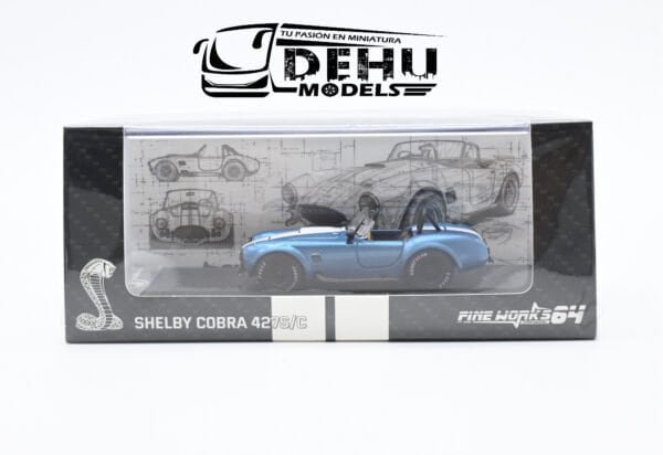 Auto a Escala 1/64 Shelby Cobra 427S/C Celeste-Blanco-Negro, SHECOCELBLAFW Fine Works 64 - Imagen 14