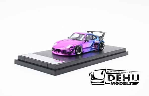 Auto a Escala 1/64 Porsche 993 RWB Rauh-Welt Begriff Chrome Purple Cromo Rosa - Azul - Morado, STWCRR24 Street Warrior