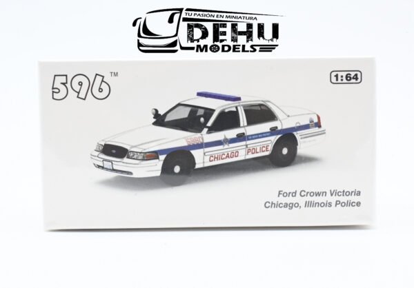 Auto a Escala 1/64 Ford Crown Victoria Chicago, Illinois Police CBP-076 596 Model - Imagen 10