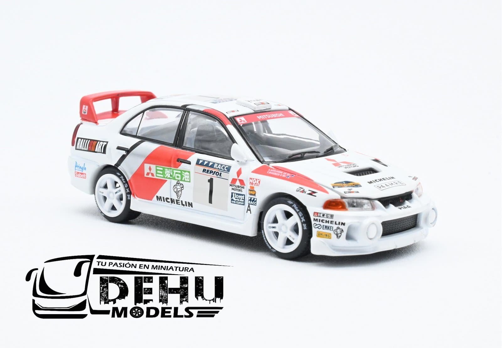 Auto a Escala 1/64 Mitsubishi Lancer Evolution IV 1997 Catalunya Rally Winner PR64-0165 Pop Race - Imagen 3