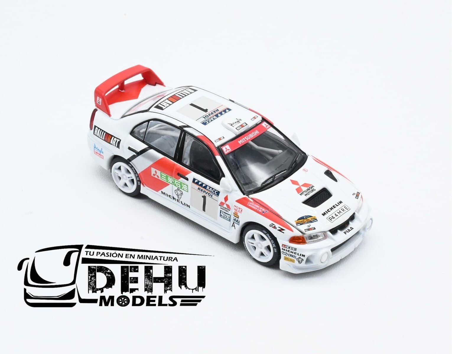 Auto a Escala 1/64 Mitsubishi Lancer Evolution IV 1997 Catalunya Rally Winner PR64-0165 Pop Race - Imagen 2