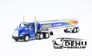 Tráiler a Escala 1/87 Kenworth T680 Con Remolque Tanque de Petróleo SUNOCO Azul-Cromo, TRKW6023D87-18TNS101 Truck N Stuff (Tonkin Replicas)