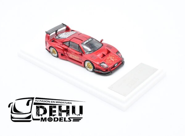 Auto a Escala 1/64 Ferrari F40 Libertywalk Chasse Rojo Cromo, DKA-024C DemonKing Auto - Imagen 2