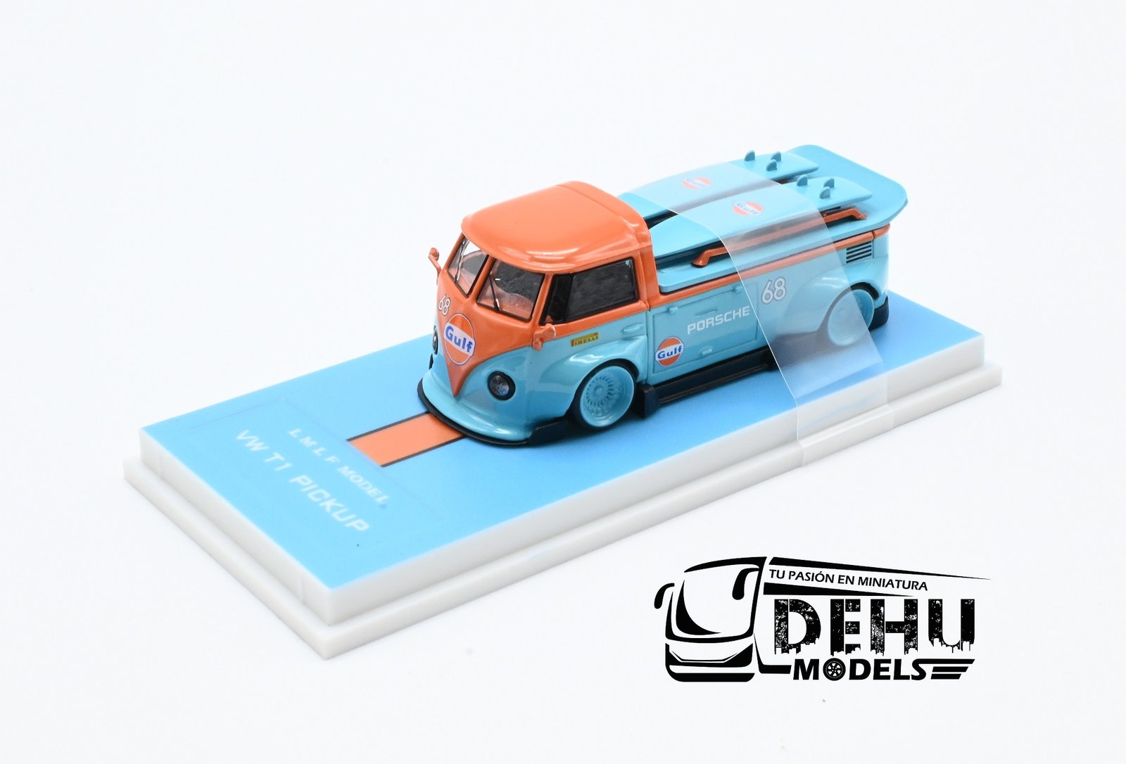 Camioneta a Escala 1/64 Volkswagen T1 pick Up Gulf Edition Azul - Naranja, LMLFVWT1PIGU LMLF - Imagen 9