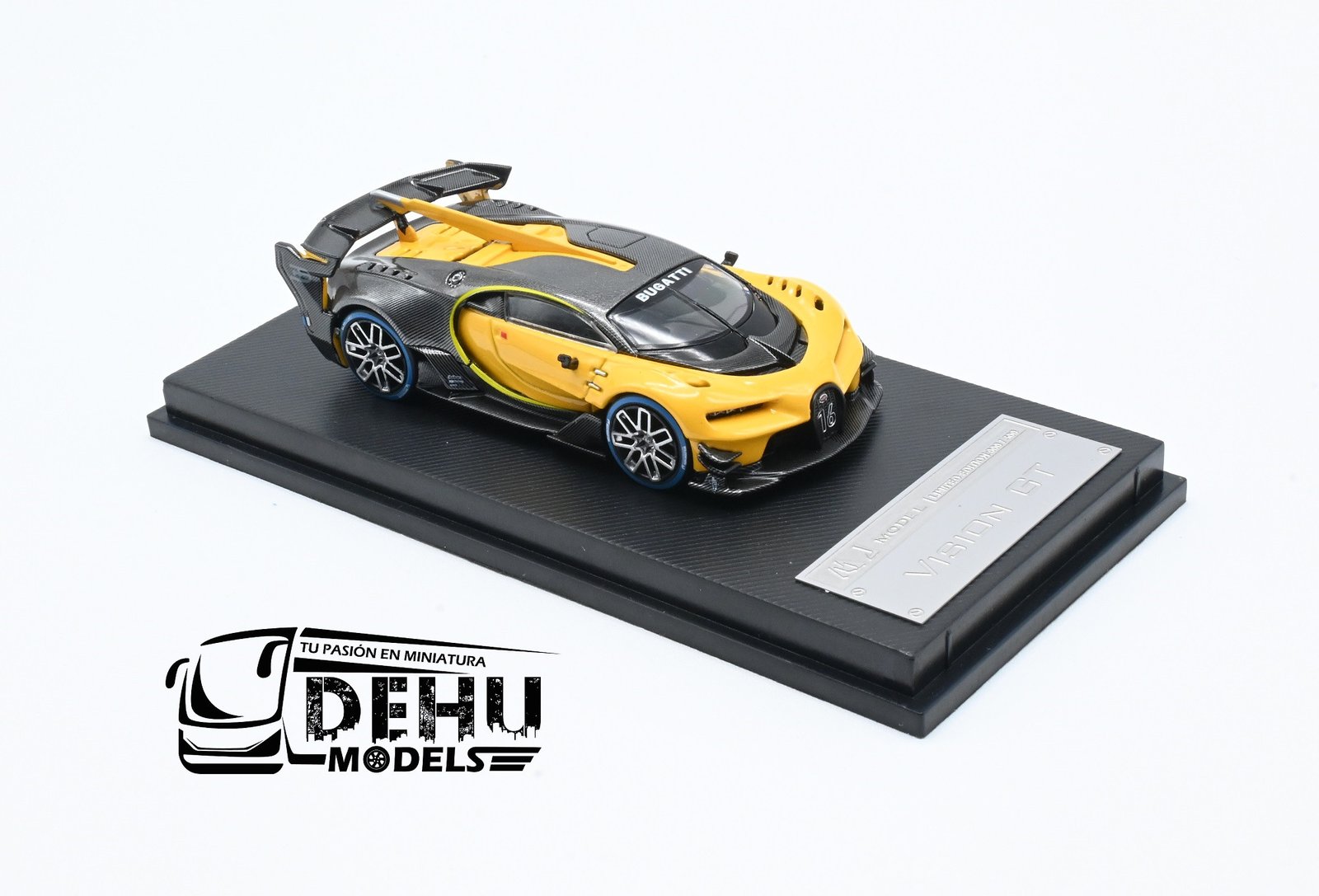 Auto a Escala 1/64 Bugatti Vision GT Amarillo Carbón, MJMBUVGTAMCA MJ Model - Imagen 2