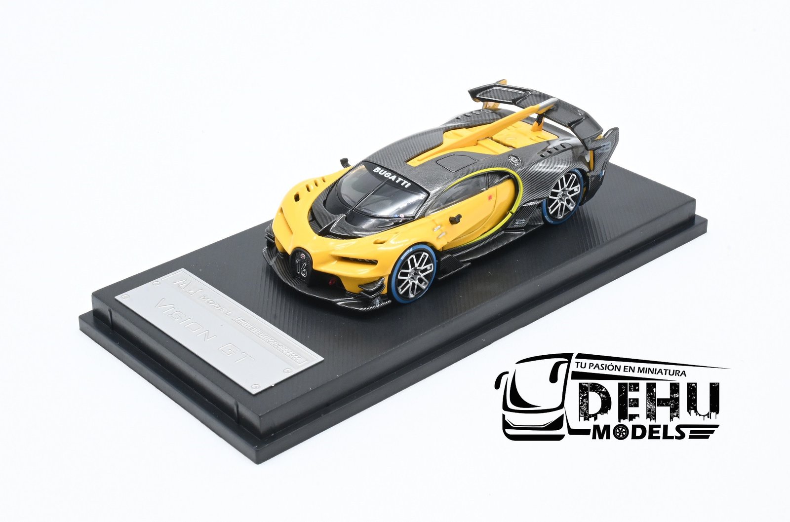 Auto a Escala 1/64 Bugatti Vision GT Amarillo Carbón, MJMBUVGTAMCA MJ Model - Imagen 9