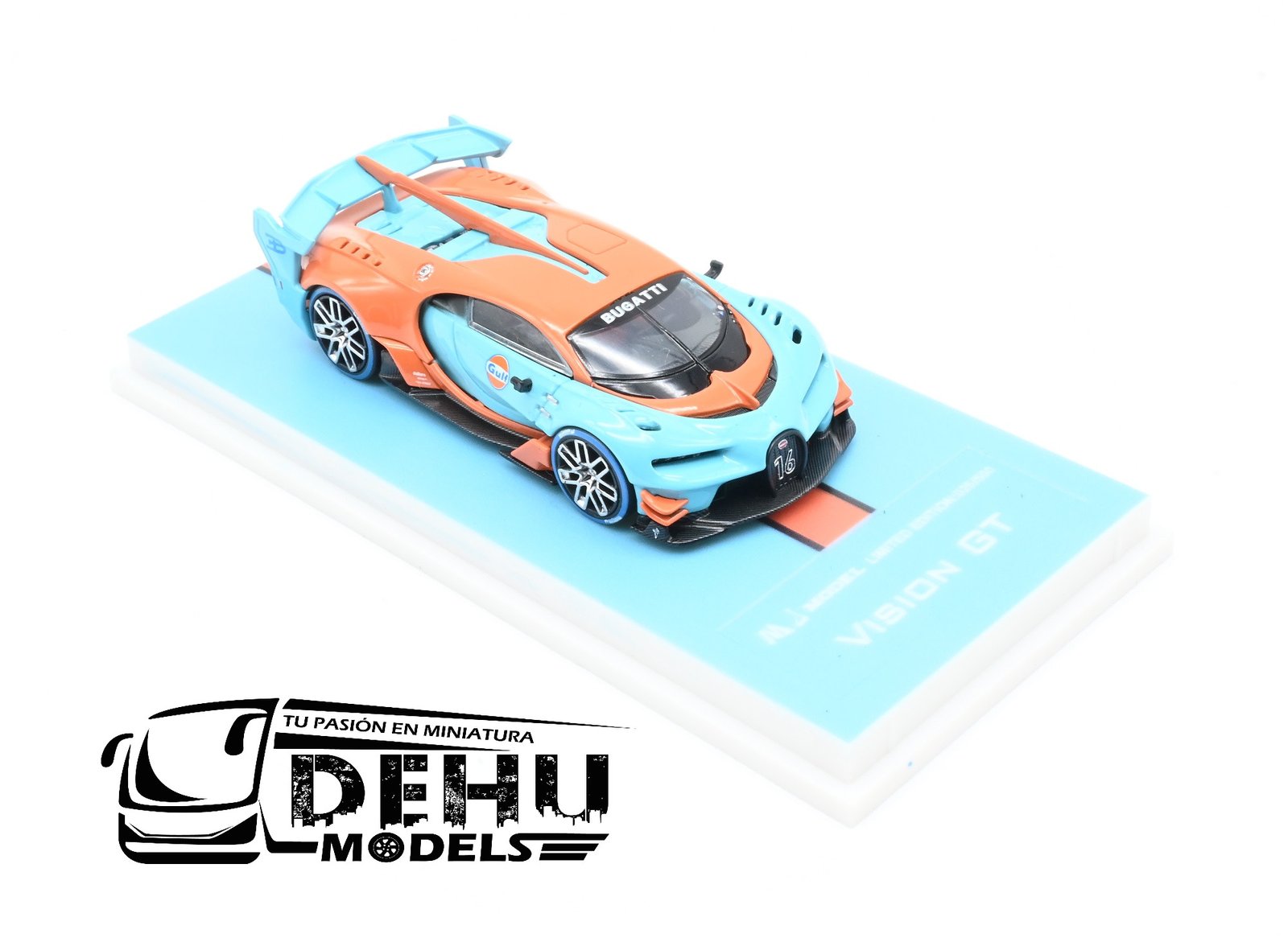 Auto a Escala 1/64 Bugatti Vision GT Azul - Naranja, MJMBUVGTAZNA MJ Model - Imagen 2