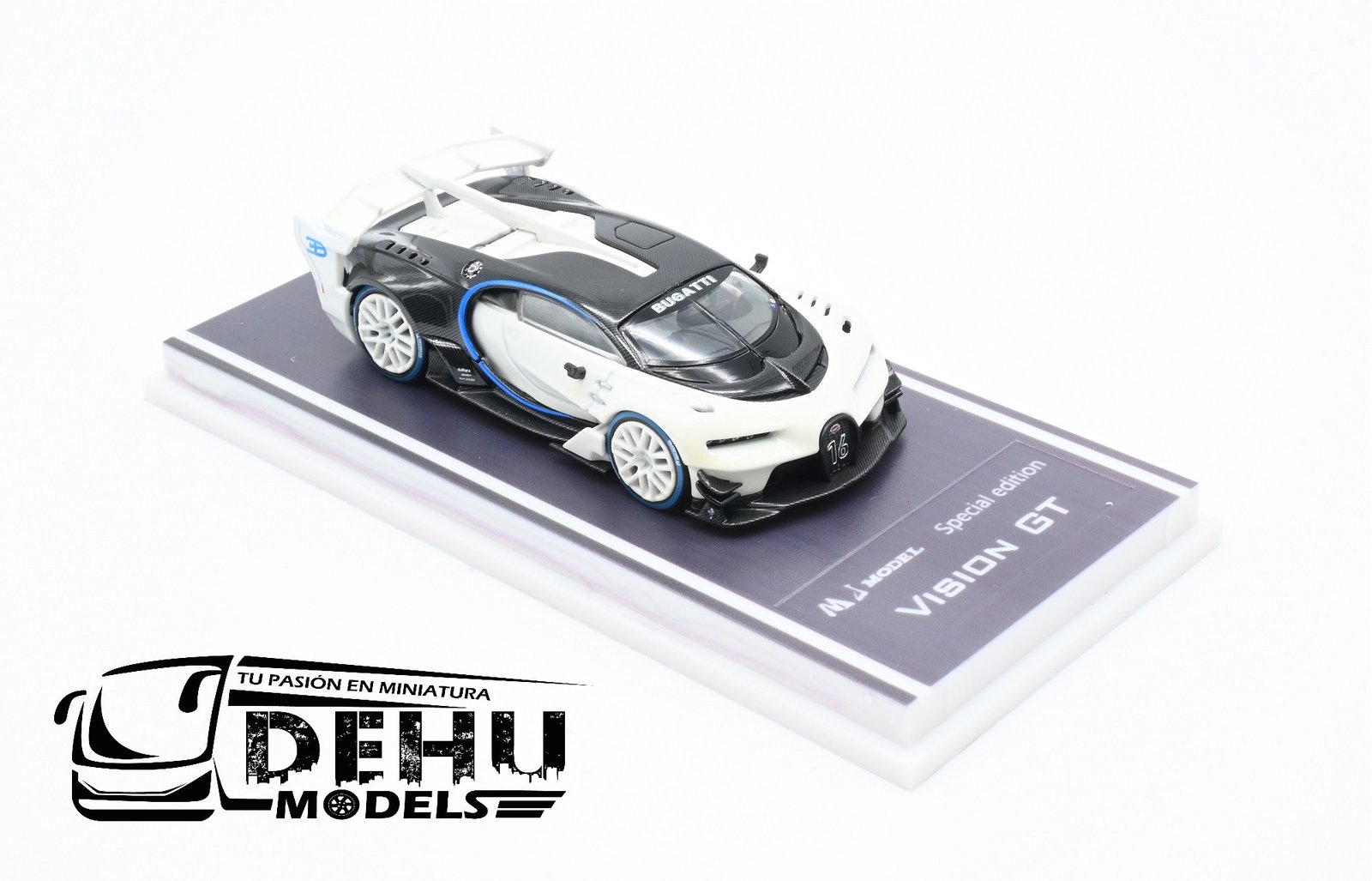 Auto a Escala 1/64 Bugatti Vision GT Blanco - Negro, MJMBUVGTBLNE MJ Model - Imagen 2
