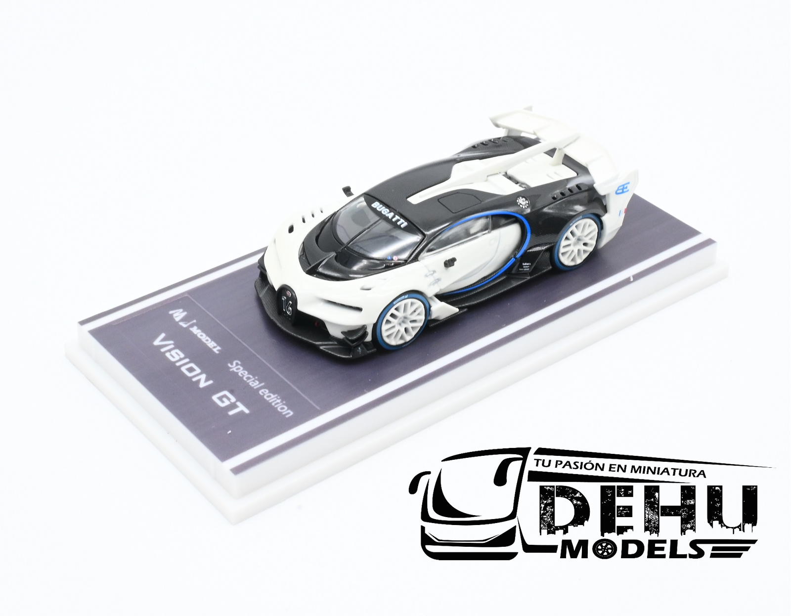 Auto a Escala 1/64 Bugatti Vision GT Blanco - Negro, MJMBUVGTBLNE MJ Model - Imagen 9