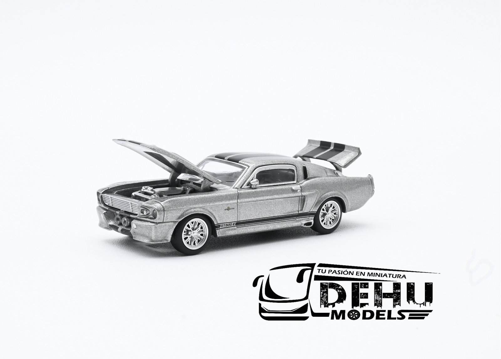 Auto a Escala 1/64 Ford Shelby Mustang GT500 Gris - Negro, PR64-0195 Pop Race - Imagen 9