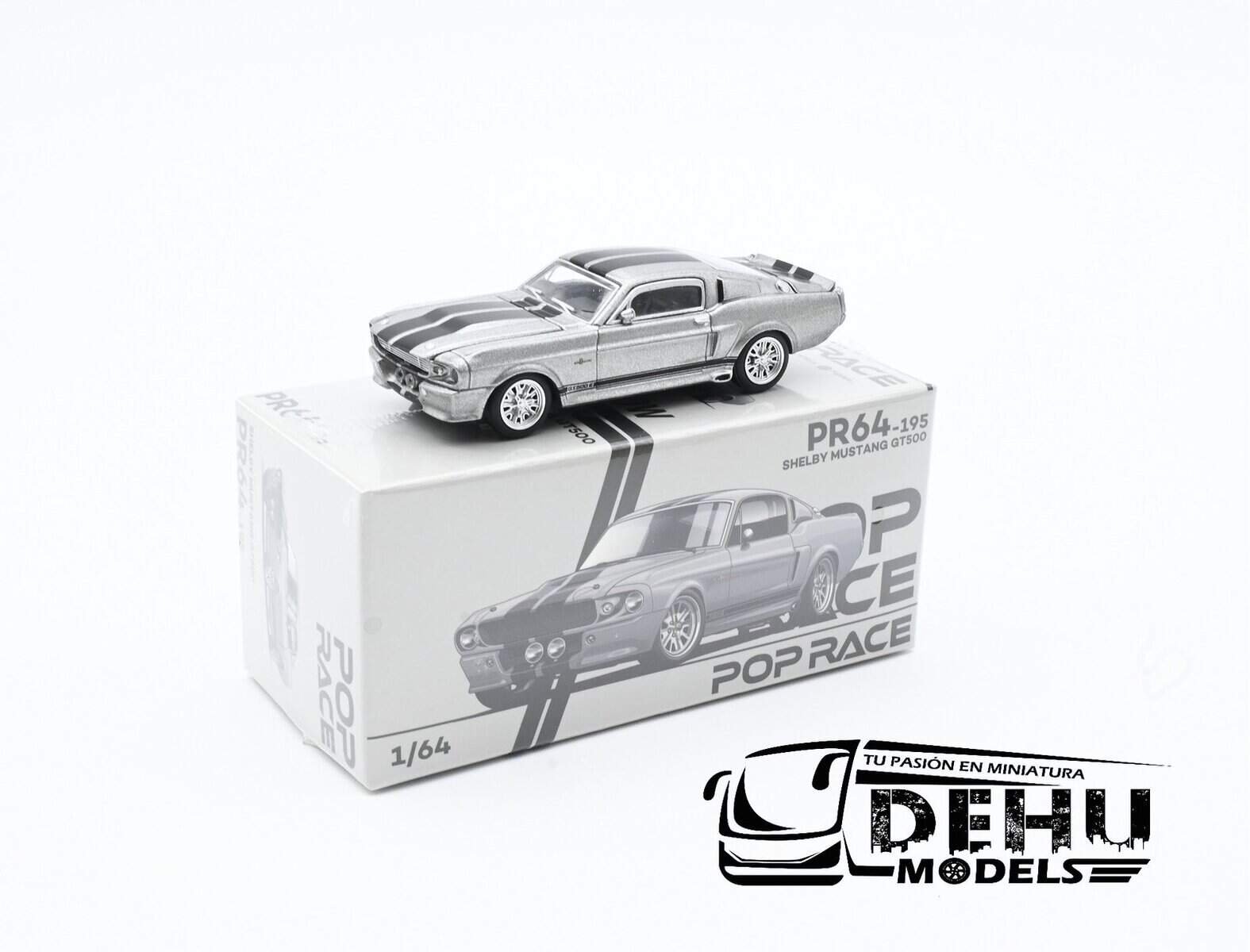Auto a Escala 1/64 Ford Shelby Mustang GT500 Gris - Negro, PR64-0195 Pop Race - Imagen 14