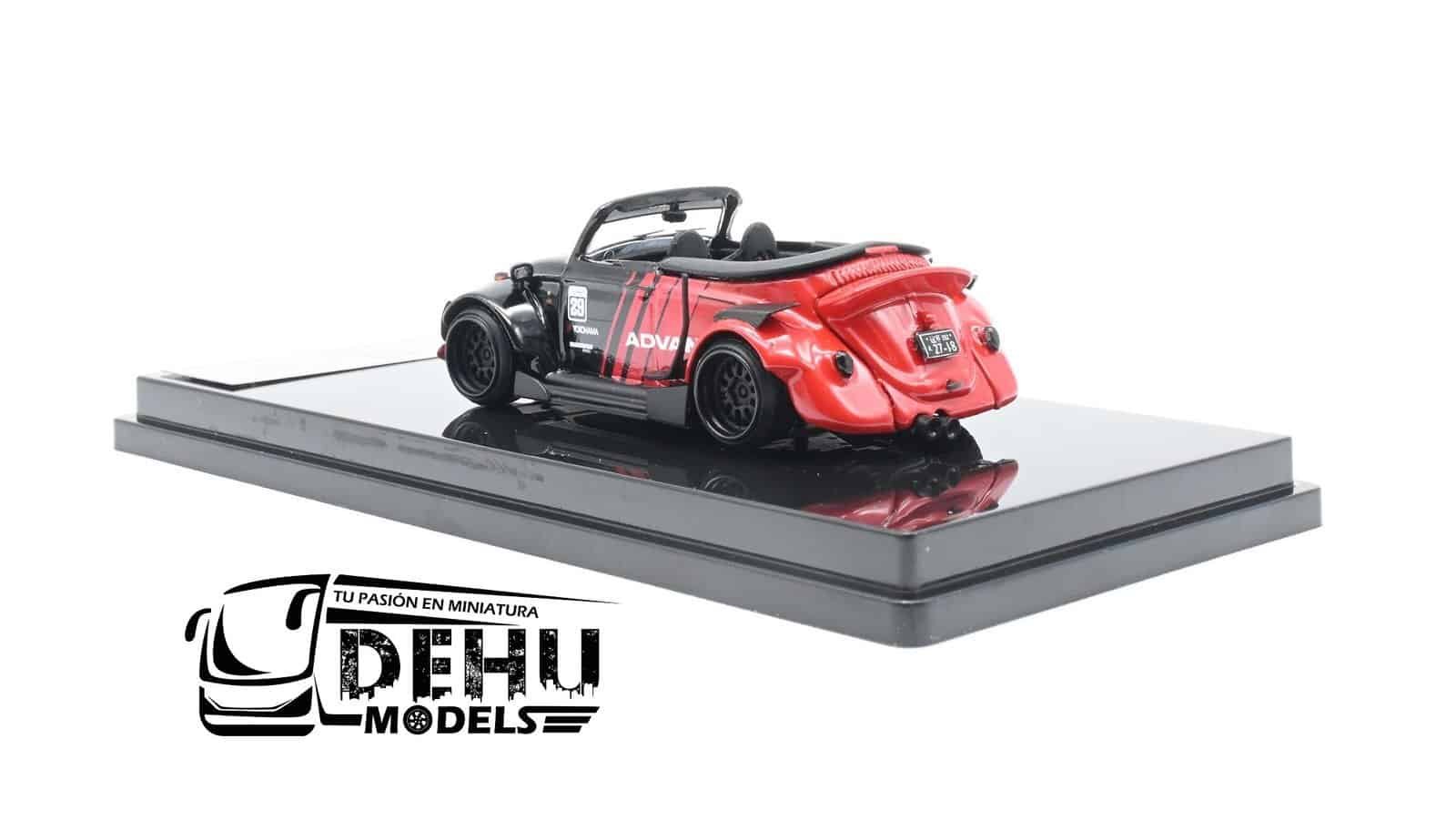 Auto a Escala 1/64 Volkswagen Beetle (vocho) Rauh Welt Begriff Brazilian Design Negro-Rojo, RD6405 Inspire Model - Imagen 6