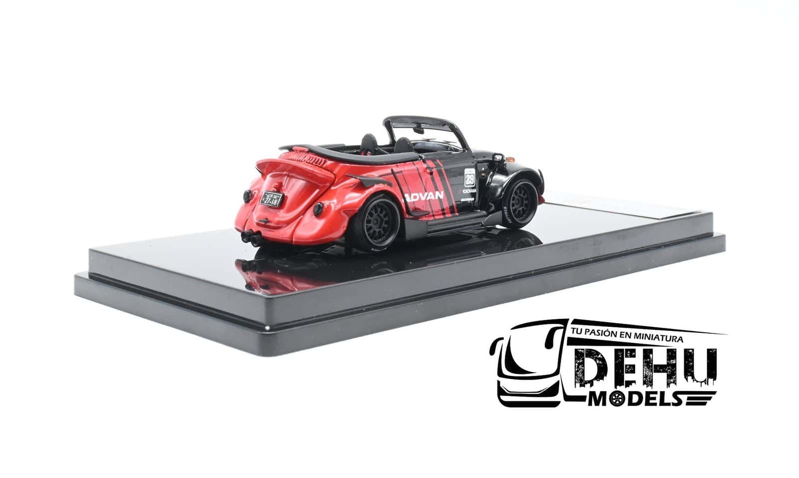 Auto a Escala 1/64 Volkswagen Beetle (vocho) Rauh Welt Begriff Brazilian Design Negro-Rojo, RD6405 Inspire Model - Imagen 5