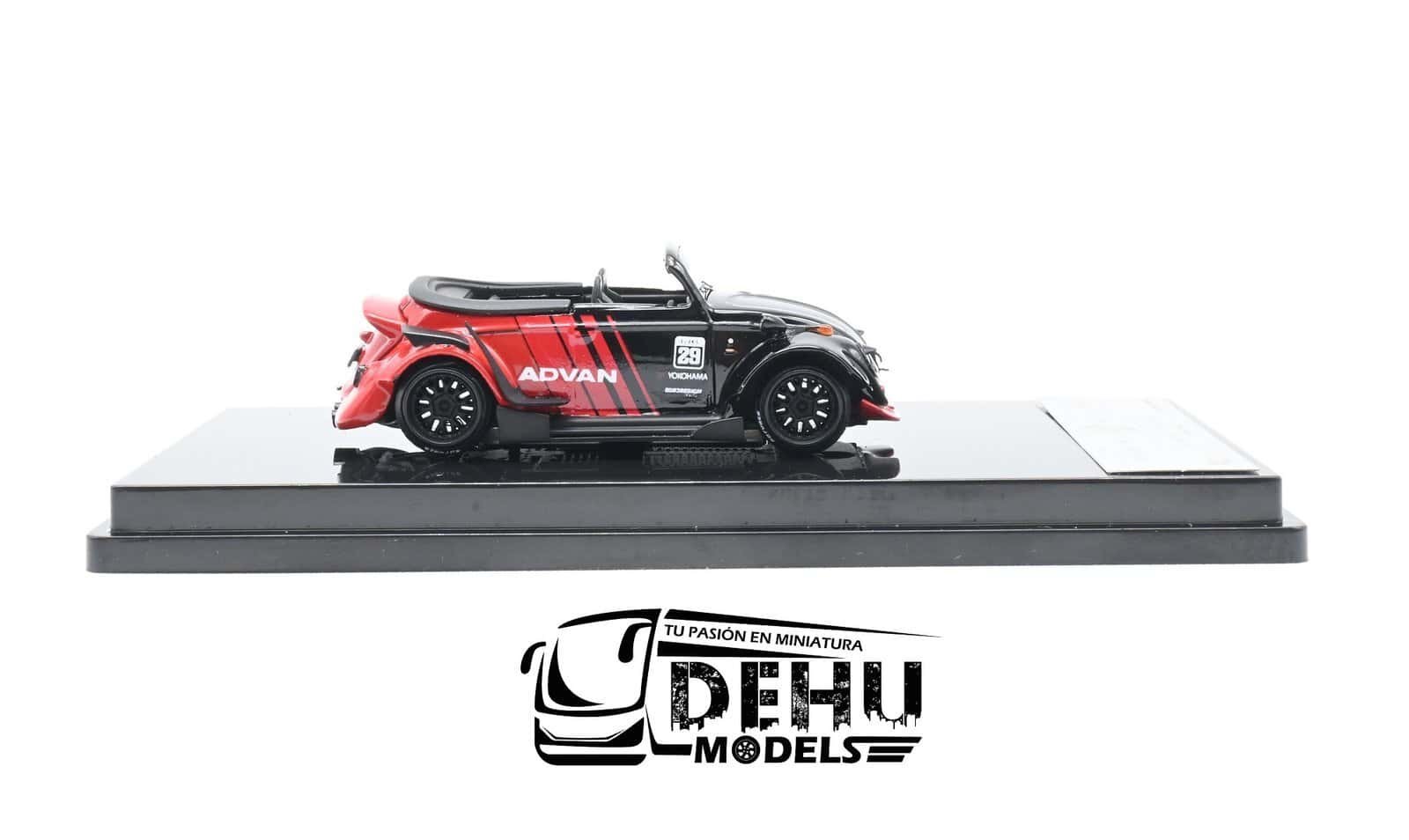 Auto a Escala 1/64 Volkswagen Beetle (vocho) Rauh Welt Begriff Brazilian Design Negro-Rojo, RD6405 Inspire Model - Imagen 4