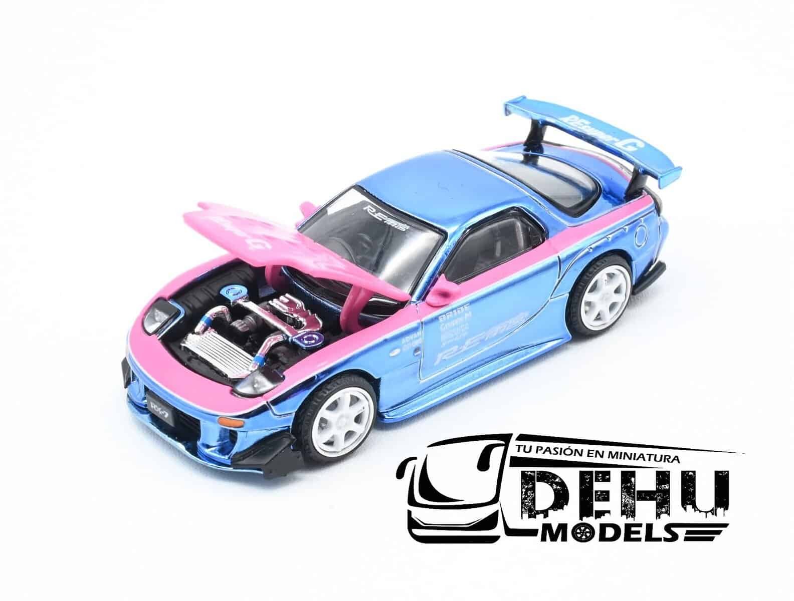 Auto a Escala 1/64 Mazda RX7 RE Amemiya Widebody HEC 2025 Rosa Cromo-Azul Cromo, S24-HEC2025 Pop Race - Imagen 7