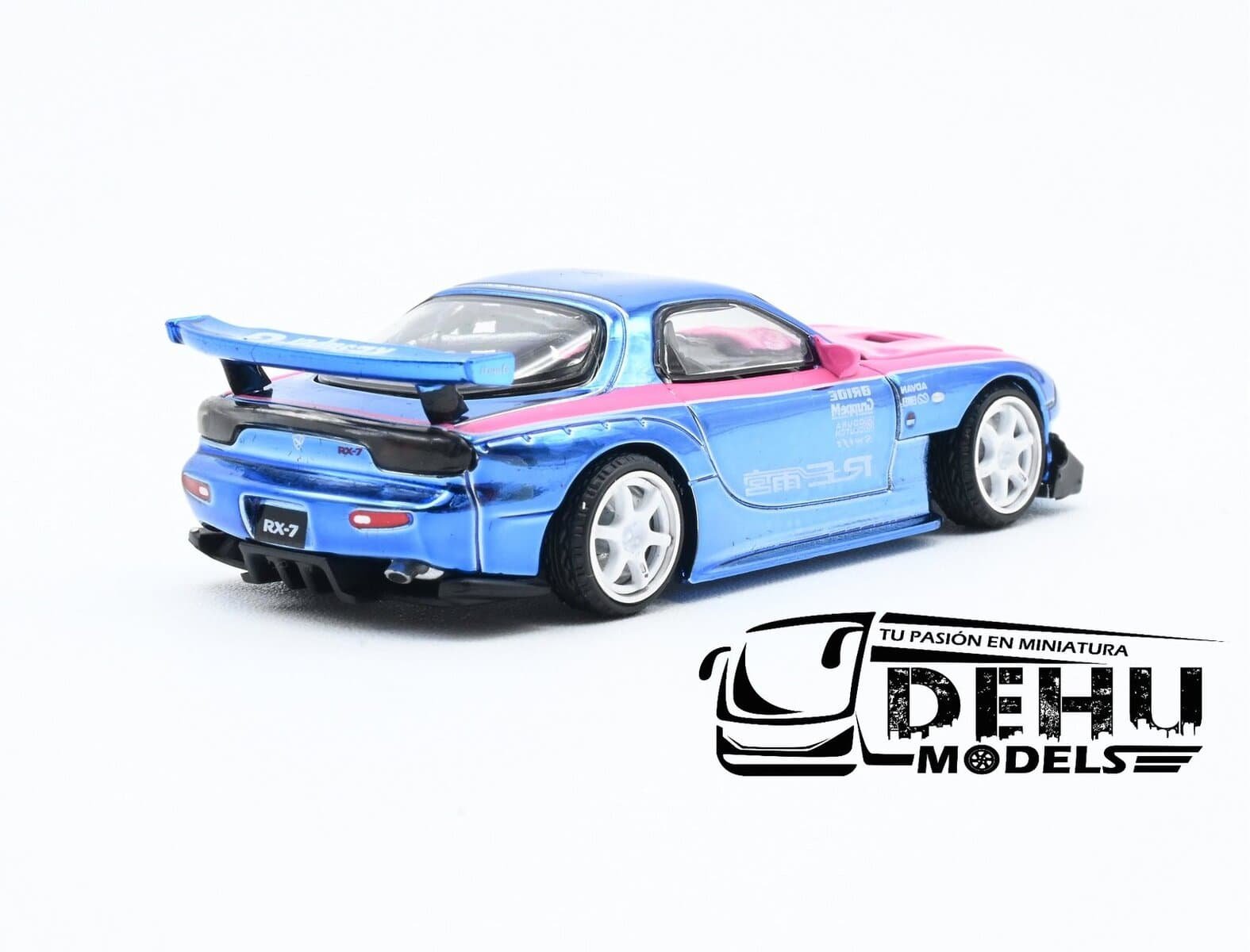 Auto a Escala 1/64 Mazda RX7 RE Amemiya Widebody HEC 2025 Rosa Cromo-Azul Cromo, S24-HEC2025 Pop Race - Imagen 5