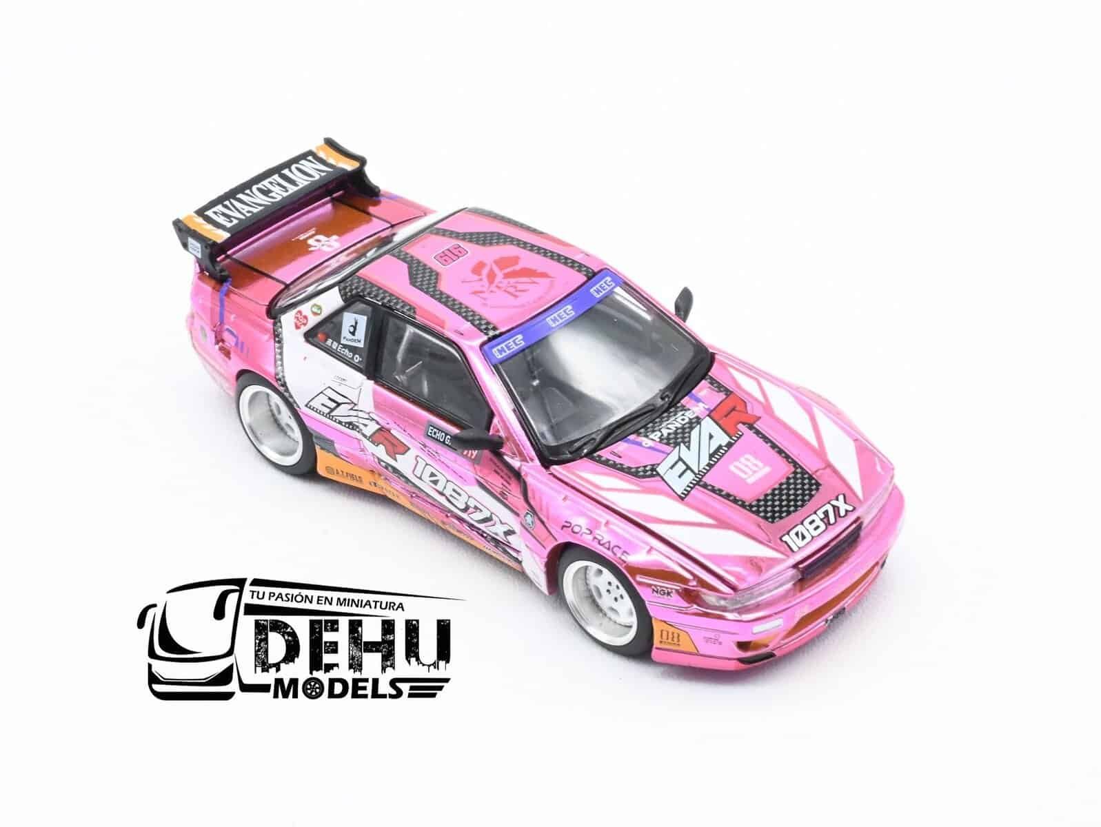 Auto a Escala 1/64 Pandem S13 Pop Race X 1087X Eva RT Production Custom Type-08 HEC Rosa Cromo - Blanco, S43-HEC2025 Pop Race - Imagen 2