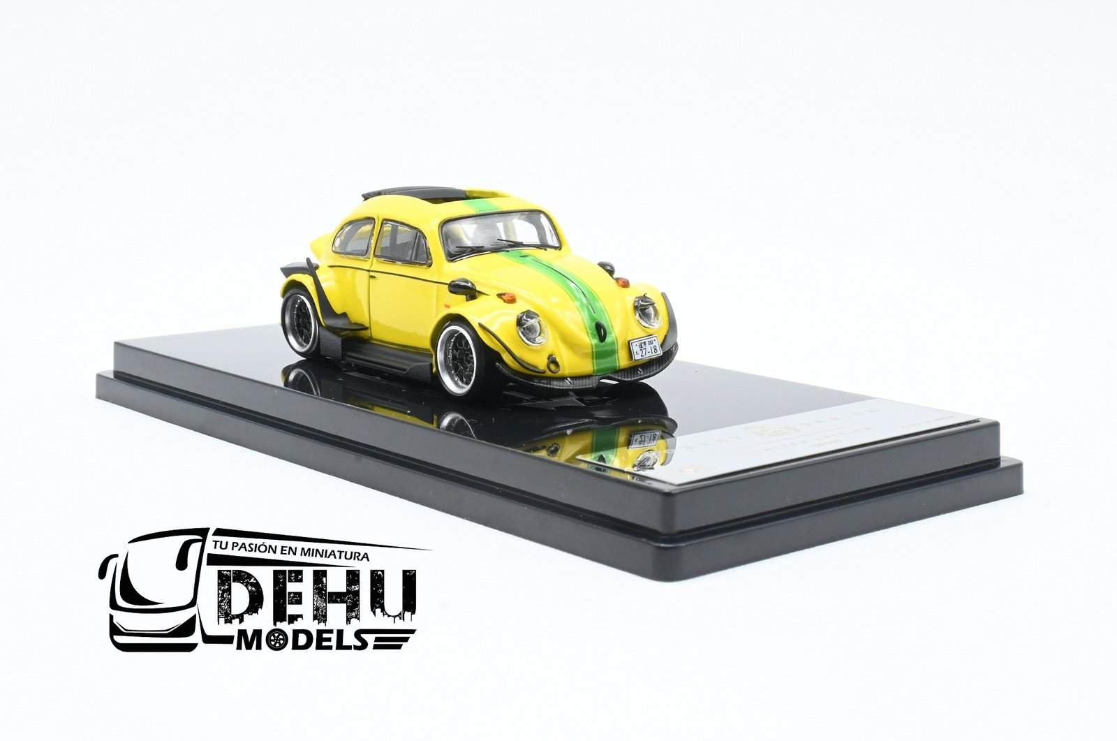 Auto a Escala 1/64 Volkswagen Beetle ( vocho) Rauh Welt Begriff Brazilian Design Amarillo-Verde, ST_740008B Inspire Model - Imagen 3