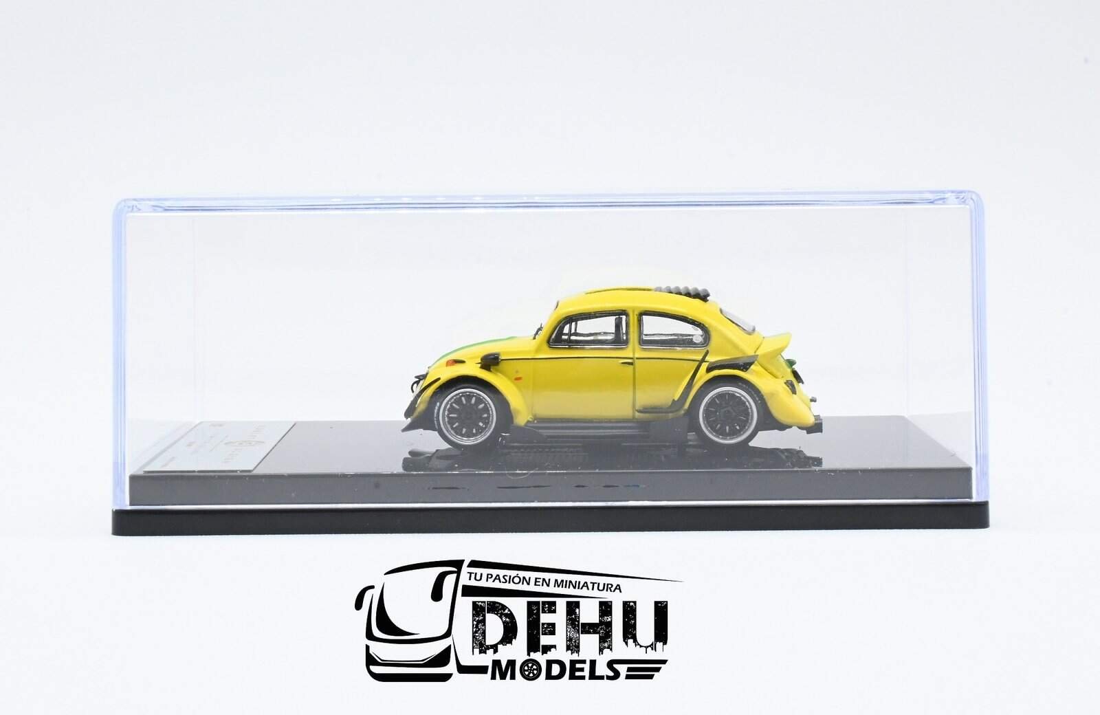 Auto a Escala 1/64 Volkswagen Beetle ( vocho) Rauh Welt Begriff Brazilian Design Amarillo-Verde, ST_740008B Inspire Model - Imagen 11