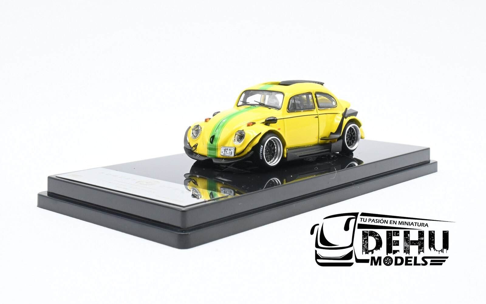 Auto a Escala 1/64 Volkswagen Beetle ( vocho) Rauh Welt Begriff Brazilian Design Amarillo-Verde, ST_740008B Inspire Model