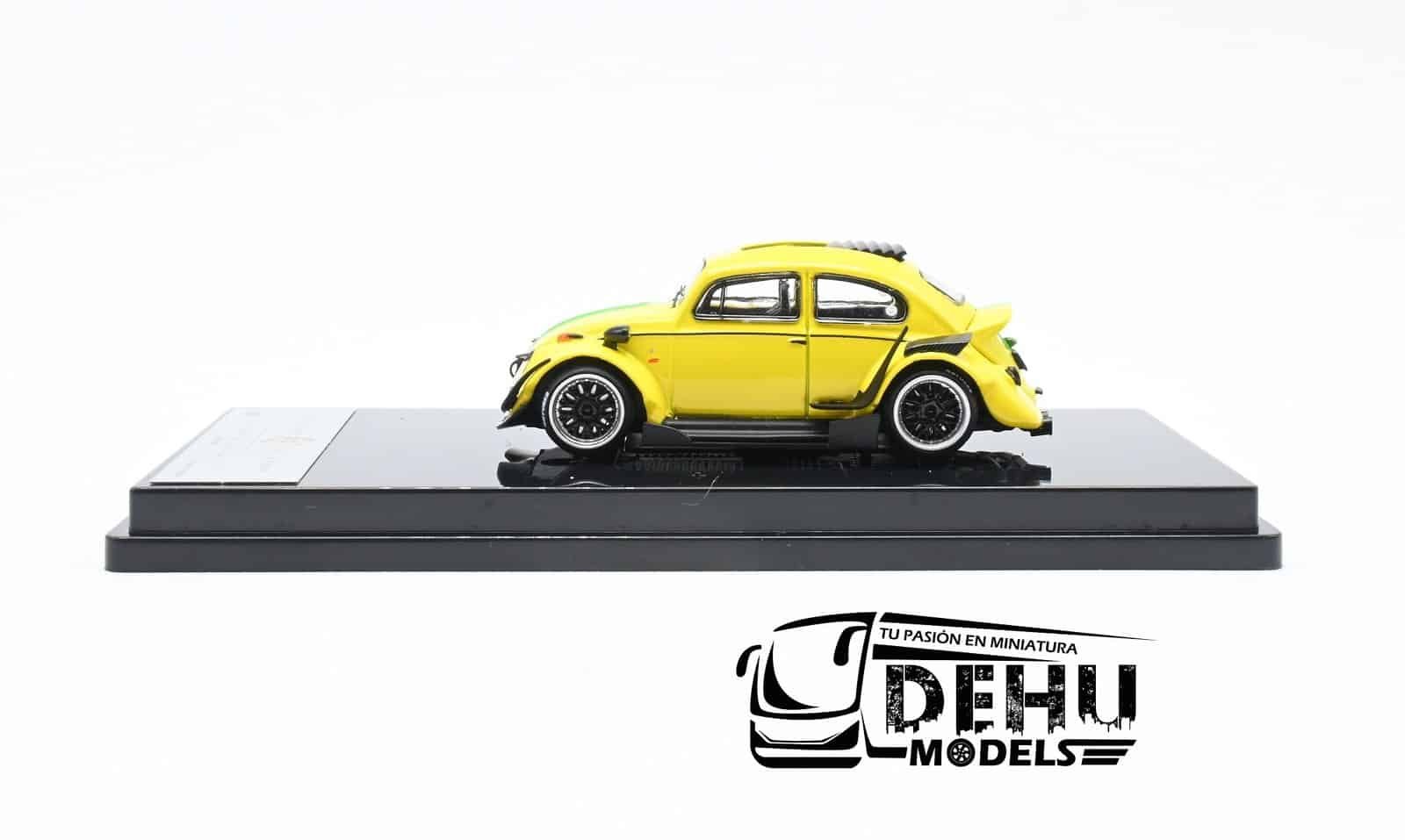 Auto a Escala 1/64 Volkswagen Beetle ( vocho) Rauh Welt Begriff Brazilian Design Amarillo-Verde, ST_740008B Inspire Model - Imagen 7
