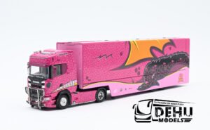 Tráiler a Escala 1/64 Scania S730 Con Remolque Plataforma de 2 pisos transportador de autos Spike Rosa, MAXSCAS730SPIRO Maxwell