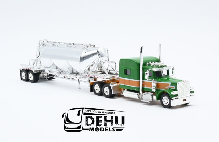 TRPB3016S87-SPEC018 Peterbilt 389 Con Remolque Tanque Pneumatic Van Housen Style Scheme, Verde - Naranja - Cromo (9)