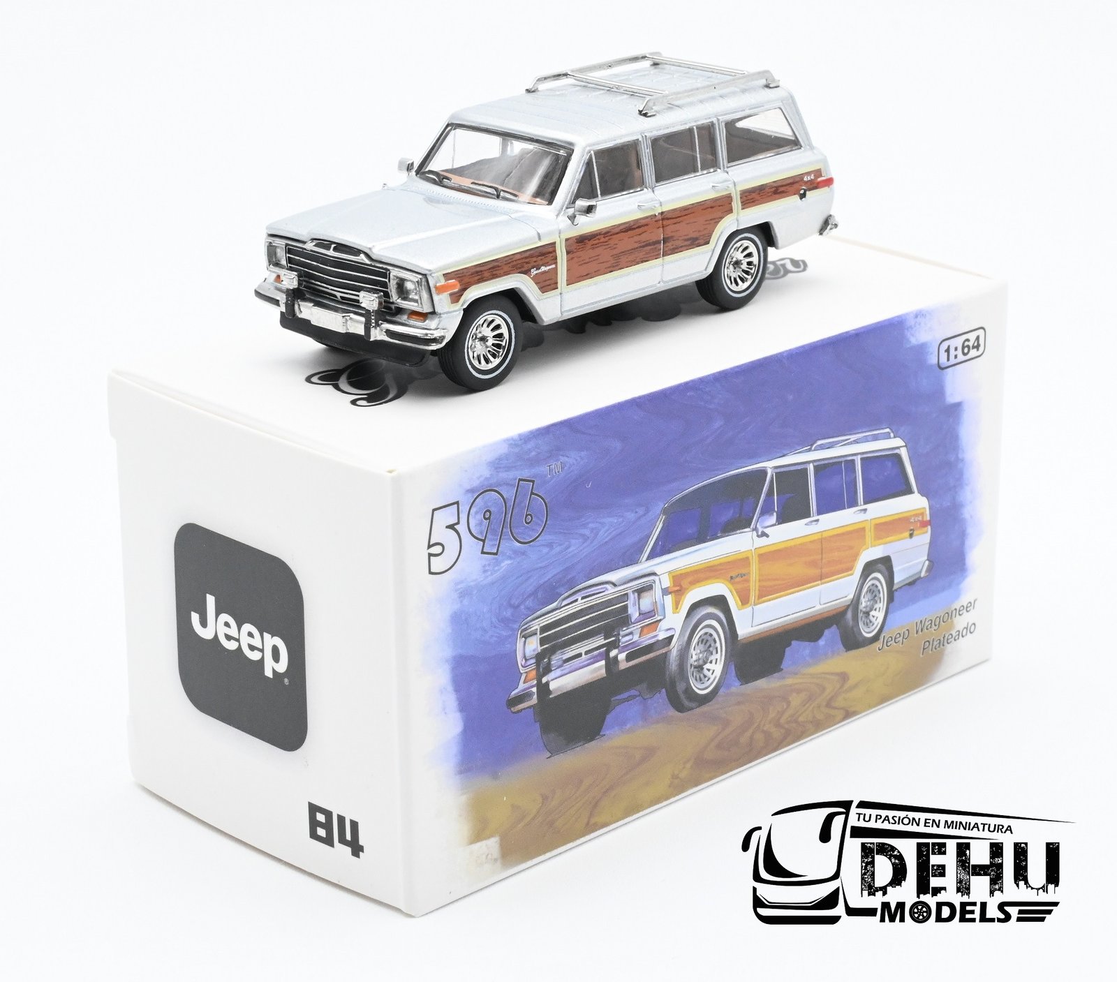 Camioneta a Escala 1/64 Jeep Wagoneer Plateado, CBP-084 596 Model - Imagen 11