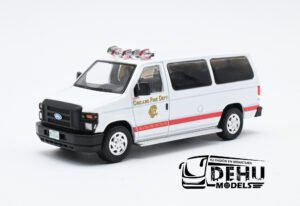 Camioneta a Escala 1/64 Ford E-350 Super Duty AdvanceTrac RSC Chicago IL Fire Dept E-Series Vans Blanco - Rojo, CBP-101 596 Model