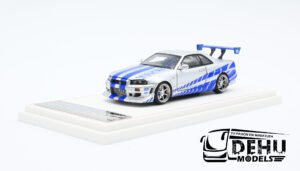 Auto a Escala 1/64 Nissan Skyline GTR R34 Fast & Furious Gris - Azul, FCHNSGGRAF&F Focal Horizon
