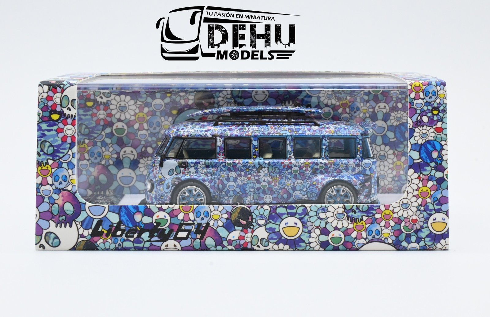 LIB64VCAZFL Volkswagen Combi, Azul - Flores (1)