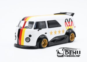 Camioneta a Escala 1/64 Volkswagen T1 Van Speed Mundial 2022 Alemania Blanco - Negro - Rojo - Amarillo, VWT1VSM22AL Minibox