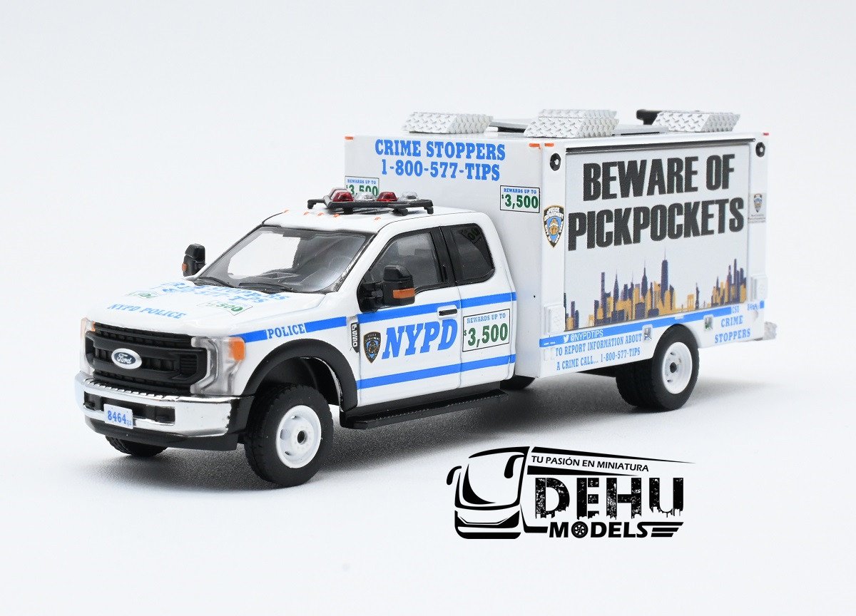 CBP-138 Ford F550 Super Duty New York City Department NYPD Beware Of Pickpockets de panel con luz, Blanco - Azul (2)