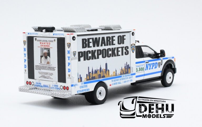 CBP-138 Ford F550 Super Duty New York City Department NYPD Beware Of Pickpockets de panel con luz, Blanco - Azul (6)