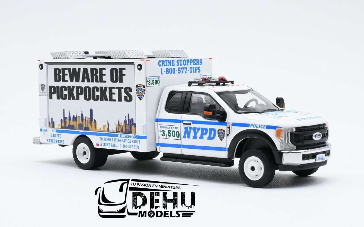 CBP-138 Ford F550 Super Duty New York City Department NYPD Beware Of Pickpockets de panel con luz, Blanco - Azul (8)